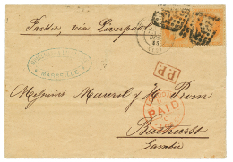 "Destination GAMBIE" : 1868 40c(n°31)x2 Sur Lettre De MARSEILLE Pour BATHURST (GAMBIA). Destination Rarissime &agrav - Autres & Non Classés