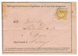 10c(n°28) Obl. Rouleau De GROS POINTS Sur AVIS DE RECEPTION Incomplet Pour PARIS. Verso, PARIS RUE D'ENGHIEN. Oblit& - Otros & Sin Clasificación