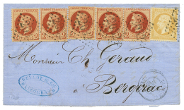 1865 2c LAURE(n°26)x5 + 10c Obl. GC 2032 Sur Lettre De LIBOURNE Pour BERGERAC. TB. - Autres & Non Classés