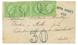 1872 5c(n°20)x4 + Taxe 30 D.T Bleu + AFFR.INSUFF/ETR Sur Petite Enveloppe Pour COLOMBIER (SUISSE). TB. - Altri & Non Classificati