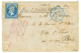 "Timbre De FRANCE Utilisé En INDOCHINE " : 1863 20c(n°14) Obl. CCH + CORR. D'ARMEES SAIGON Sur Enveloppe Au T - Autres & Non Classés