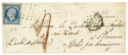 1853 25c REPUBLIQUE (n°10) Marges énormes Obl. ROULEAU De Gros Points + Taxe "4" + AFFRANCHISSEMENT INSUFFISA - Autres & Non Classés