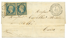 1854 Magnifique Paire 25c REPUBLIQUE(n°10) Obl. Grille + CORPS EXPEDITIONNAIRE D'ITALIE 1e DIVISION Sur Lettre Avec - Other & Unclassified