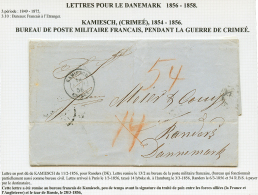 GUERRE DE CRIMEE - KAMIESCH Pour Le DANEMARK : 1856 KAMIESCH CIMEE + Taxe "54" Rouge Sur Lettre Avec Texte Pour RANDERS - Autres & Non Classés