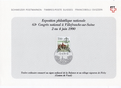 1990 - SUISSE - Expo Nationale Villefranche/Saone - Bureau Suisse "Signe Zodiacal De La Balance (Tp N° 1217) Village De - Marcophilie