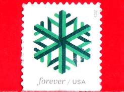 U.S. - USA - STATI UNITI - Usato - 2015 - Fiocchi Di Neve Geometrici - Geometric Snowflakes - Green - Forever - 49 - Usados