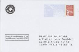 France PAP Réponse Luquet RF Sans Agrément MEDECINS DU MONDE - Prêts-à-poster: Réponse /Luquet