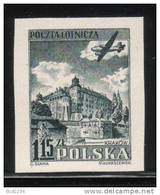 POLAND SLANIA RARE 1954 AIRMAIL PLANE & CASTLE BLACK PROOF Airplanes Architecture - Probe- Und Nachdrucke