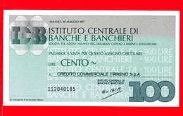 MINIASSEGNI -  ISTITUTO CENTRALE BANCHE E BANCHIERI - FdS - Credito Commerciale Tirreno - [10] Cheques Y Mini-cheques