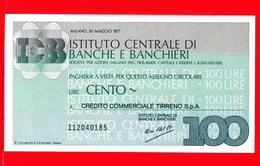 MINIASSEGNI -  ISTITUTO CENTRALE BANCHE E BANCHIERI - FdS - Credito Commerciale Tirreno - [10] Assegni E Miniassegni