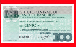 MINIASSEGNI -  ISTITUTO CENTRALE BANCHE E BANCHIERI - FdS - Banca Cooperativa Palermo - [10] Assegni E Miniassegni