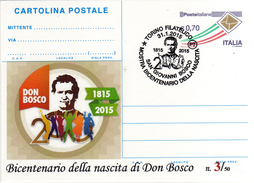 Italia 2015 Torino 200° Nascita San Giovanni Bosco Annullo Su Cartolina Postale - Christianisme