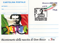Italia 2015 Barcellona Pozzo Di Gotto 200° Nascita San Giovanni Bosco Annullo Su Cartolina Postale - Christianisme