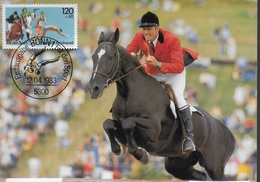 ALLEMAGNE  Carte Maxi  1983  Bonn  Cheval Hippisme Tir Escrime Course Natation - Reitsport