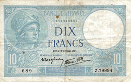 DIX FRANCS 1940 - 10 F 1916-1942 ''Minerve''