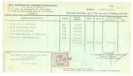 FACTUUR VAN DE N.V. GELDERSCHE CREDIETVEREENIGING Tnv CAPPETTI  Te ARNHEM Uit 1933 * Met 1 BELASTINGZEGEL (10.626o) - Niederlande