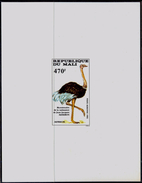 BIRDS-COMMON OSTRICH-J J AUDUBON-SUNKEN IMPERF DIE PROOF-MALI-1985-MNH-SCARCE-PA1-51 - Avestruces
