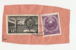 59323- SPORTS, GYMNASTICS, COAT OF ARMS, STAMPS ON COVER FRAGMENT, 1957, ROMANIA - Briefe U. Dokumente