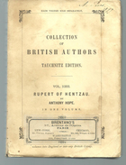 RUPERT OF HENTZAU By M Anthony HOPE, Collection Of British Autors Vol 3303 - Otros & Sin Clasificación