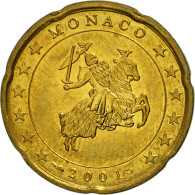 Monaco, 20 Euro Cent, 2001, SPL, Laiton, KM:171 - Monaco