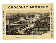 CHROMO IMAGE CHOCOLAT LOMBART PARIS ILLUSTRATION PANORAMA DE PARIS VUE DES SEPT PONTS - Lombart