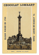 CHROMO IMAGE CHOCOLAT LOMBART PARIS ILLUSTRATION PARIS COLONNE DE JUILLET - Lombart