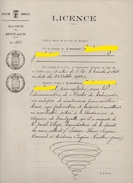 FISCAUX DE MONACO PAPIER TIMBRE à 1F50  "blason" 2 Exemplaires Sur Licence Du 26 Octobre 1934 - Revenue