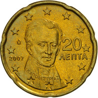 Grèce, 20 Euro Cent, 2007, SPL, Laiton, KM:212 - Griekenland