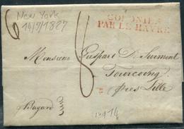 FRANCE - " COLONIES / PAR LE HAVRE " MARQUE D'ENTRÉE EN FRANCE SUR LETTRE DE NEW YORK LE 14/6/1827 - TB - Entry Postmarks