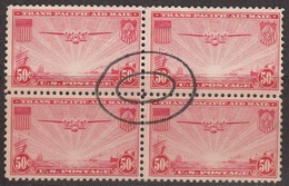 USA 1937 Air Mail, Cancelled, Block, Sc# C22 - 1a. 1918-1940 Usati