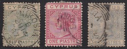 Cyprus 1882-86 Cancelled, Wmk Crown CA, See Desc, Sc# / SG 16,18,19, Mi 9-11 - Zypern (...-1960)