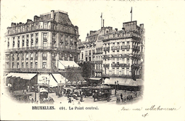 BRUXELLES (1000) : Le Point Central (Boulevard Anspach). Plusieurs Trams à Traction Chevaline. CPA Précurseurs (1899). - Vervoer (openbaar)