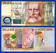 De La Rue Giori Leonardo Da Vinci Le Mont 2000 Specimen Test Note Fds / Unc - Fictifs & Spécimens