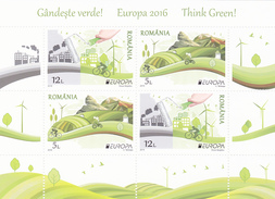 ROMANIA 2016 EUROPA - BIKE, BICYCLE,TRACTOR,WIND POWER,THINK GREEN!, S/S-Block  (WITH 2 SETS) Model A, MNH ** - 2016