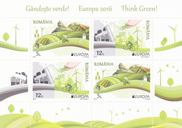 ROMANIA 2016 EUROPA - BIKE, BICYCLE,TRACTOR,WIND POWER,THINK GREEN!, S/S-Block  (WITH 2 SETS) Model B, MNH ** - 2016