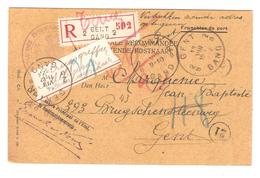 CP Recommandée En Franchise De Port Dommages De Guerre C.Gent 13/8/1923 V.E/V & Retour Papillon AP1007 - Portofreiheit