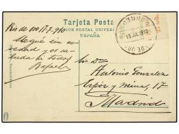 COLONIAS ESPAÑOLAS: RIO DE ORO. Ed.56 MP. 1910. RÍO DE ORO A MADRID. Tarjeta Postal Circulada Con... - Altri & Non Classificati