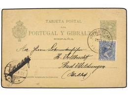 MARRUECOS. 1905. TÁNGER A ALEMANIA. Entero Postal De 5 Cts. Verde Con Franqueo Adicional De 5... - Altri & Non Classificati