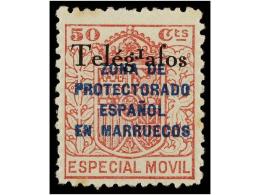 * COLONIAS ESPAÑOLAS: MARRUECOS. Ed.T-34Bhea. 50 Cts. Rosa. ´Telégrafos´ Con La... - Altri & Non Classificati