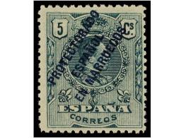 * COLONIAS ESPAÑOLAS: MARRUECOS. Ed.45hcc. 5 Cts. Verde ERROR DE COLOR, Habilitación En... - Altri & Non Classificati