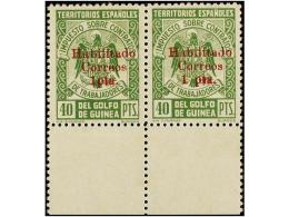 * COLONIAS ESPAÑOLAS: GUINEA. Ed.259K. 1 Pta. S. 40 Pts. Verde. Pareja. Un Sello... - Altri & Non Classificati