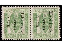 * COLONIAS ESPAÑOLAS: GUINEA. Ed.259B. 5 Cts. S. 35 Cts. Verde. Pareja. Un Sello Segunda... - Altri & Non Classificati