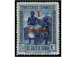 * COLONIAS ESPAÑOLAS: GUINEA. Ed.NE 12d. 1 Pta. S. 50 Cts. Azul. DENTADO 14. Cat. 67€. - Altri & Non Classificati