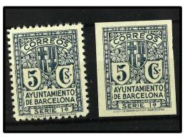 * ESPAÑA: AYUNTAMIENTO DE BARCELONA. Ed.9ef, 9efs. 5 Cts. Verde UNICOLOR. Dentado Y Sin... - Other & Unclassified