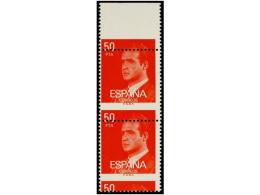 ** ESPAÑA. Ed.2601pdv. JUAN CARLOS I. 50 Pts. Rojo. Pareja Vertical DENTADO DESPLAZADO.... - Other & Unclassified