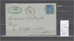 Lettre Avec Cachet Convoyeur Montauban à Lexos En Haute Garonne + Salleles D'Aude Au Verso 1880 - Railway Post