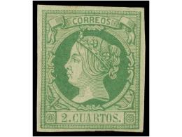 (*) ESPAÑA. Ed.51. 2 Cuartos Verde. MUY BONITO EJEMPLAR. Cat. 475€. - Altri & Non Classificati