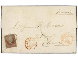 ESPAÑA. Ed.40. 1856. HUESCA A OLORON (Francia). 4 Cuartos Rojo. Circulada Antes Del Convenio Con... - Other & Unclassified