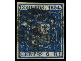 ° ESPAÑA. Ed.27. 6 Reales Azul. MUY BONITO EJEMPLAR. Cert. COMEX. Cat. 445€. - Andere & Zonder Classificatie