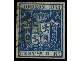 ° ESPAÑA. Ed.27. 6 Reales Azul. Márgenes Excepcionales. PIEZA DE LUJO. Cert. COMEX. Cat.... - Sonstige & Ohne Zuordnung